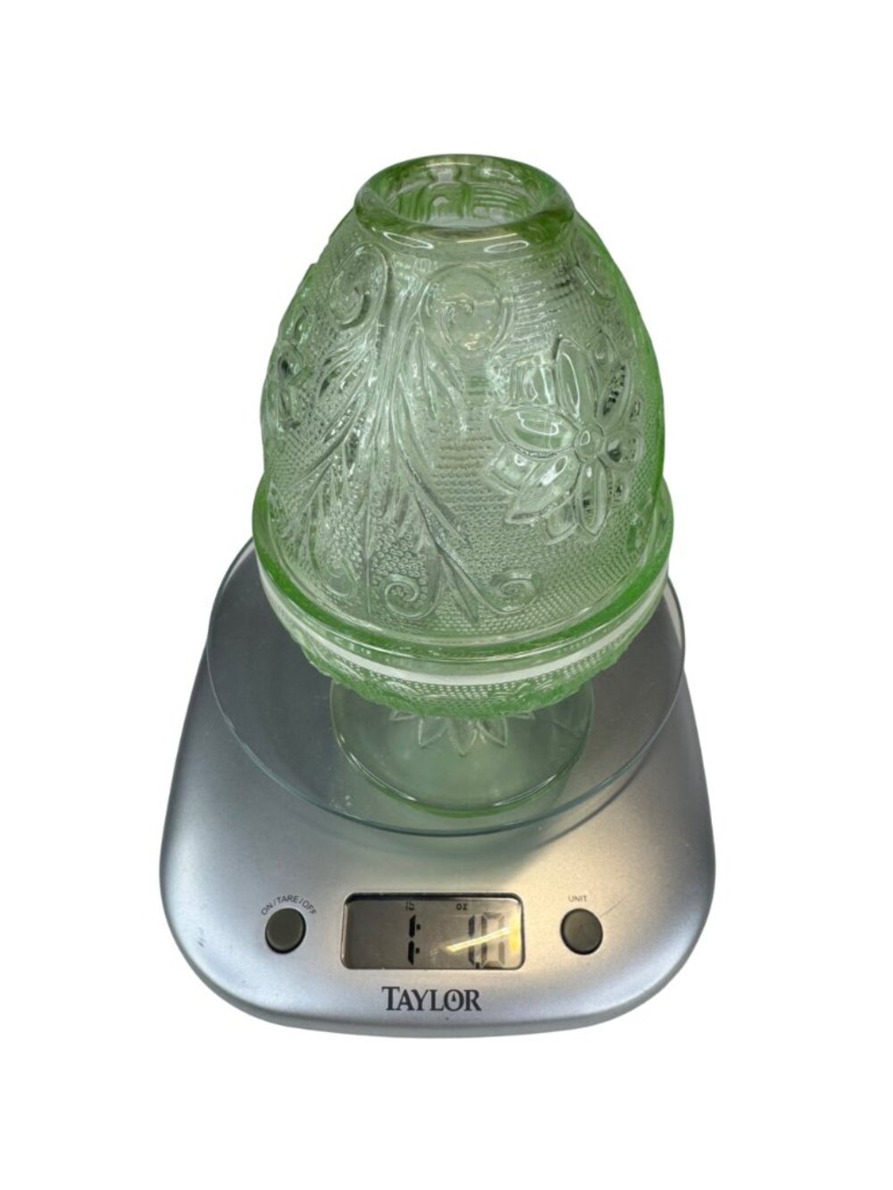 Tiara Indiana Glass Chantilly Green Fairy Lamp 2-pc Candleholder Decor Vtg 70s - Picture 16 of 16